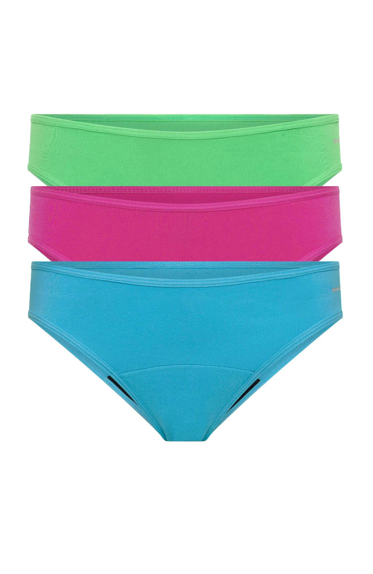 Basic Mid-Rise Bikini 3 Pack Moderate Fandango Pink/Cerulean Blue/Irish Green - Image 5