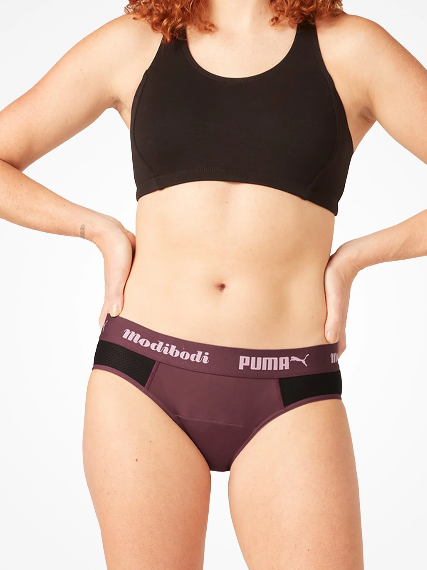 Puma x Modibodi Active Brief Moderate Grape Wine/Black