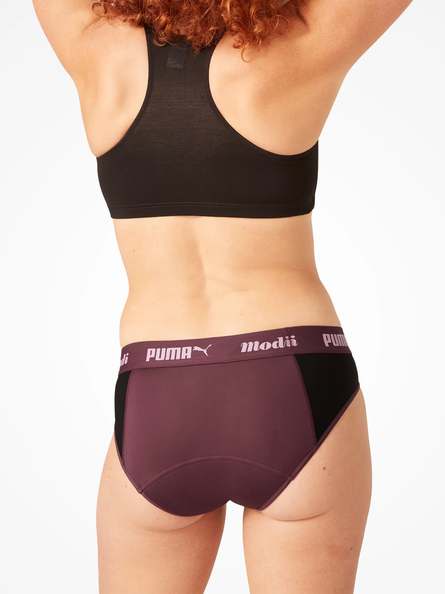 Puma x Modibodi Active Brief Moderate Grape Wine/Black - Image 2