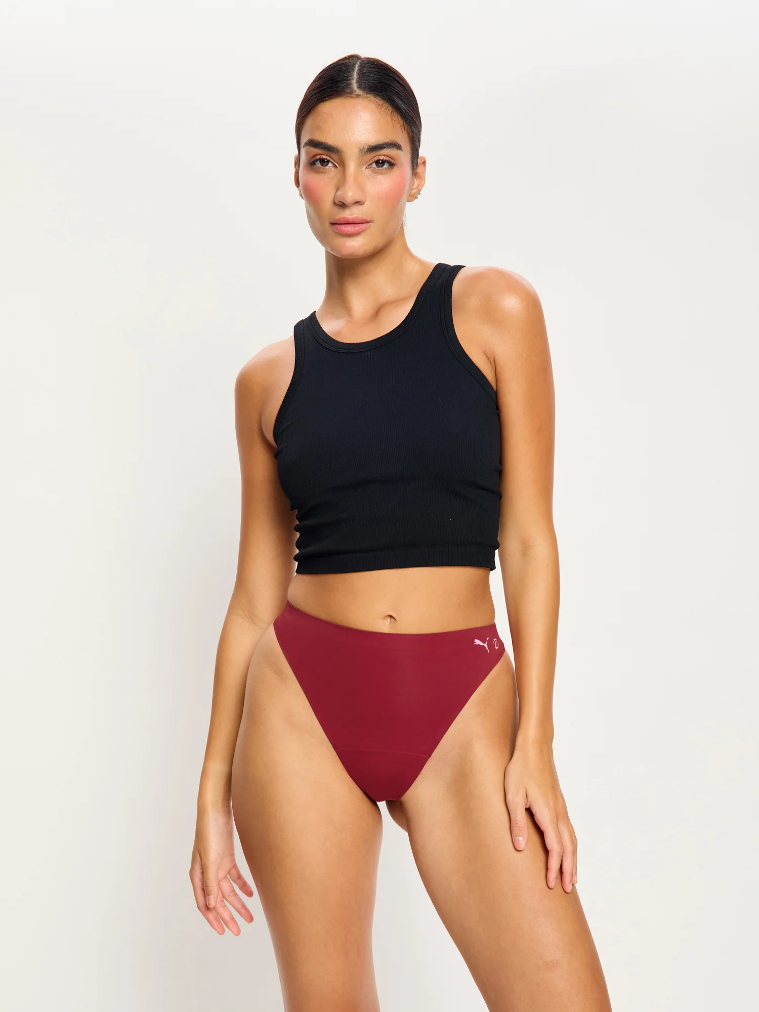 Puma X Modibodi Seamfree Active Hi Waist Thong Light Caramelised Red - Image 6