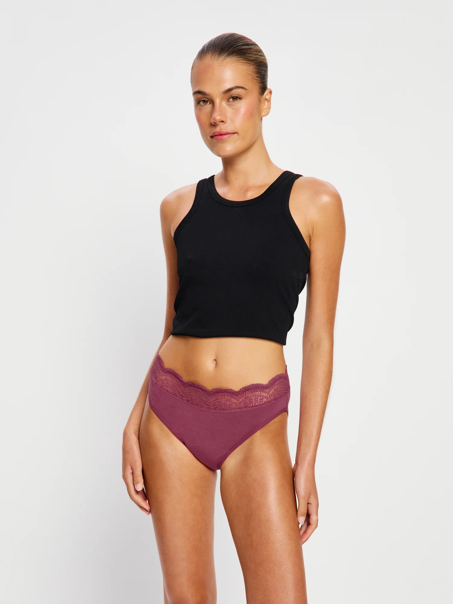 Sensual Hi Waist Bikini Moderate Plum Purple - Image 3