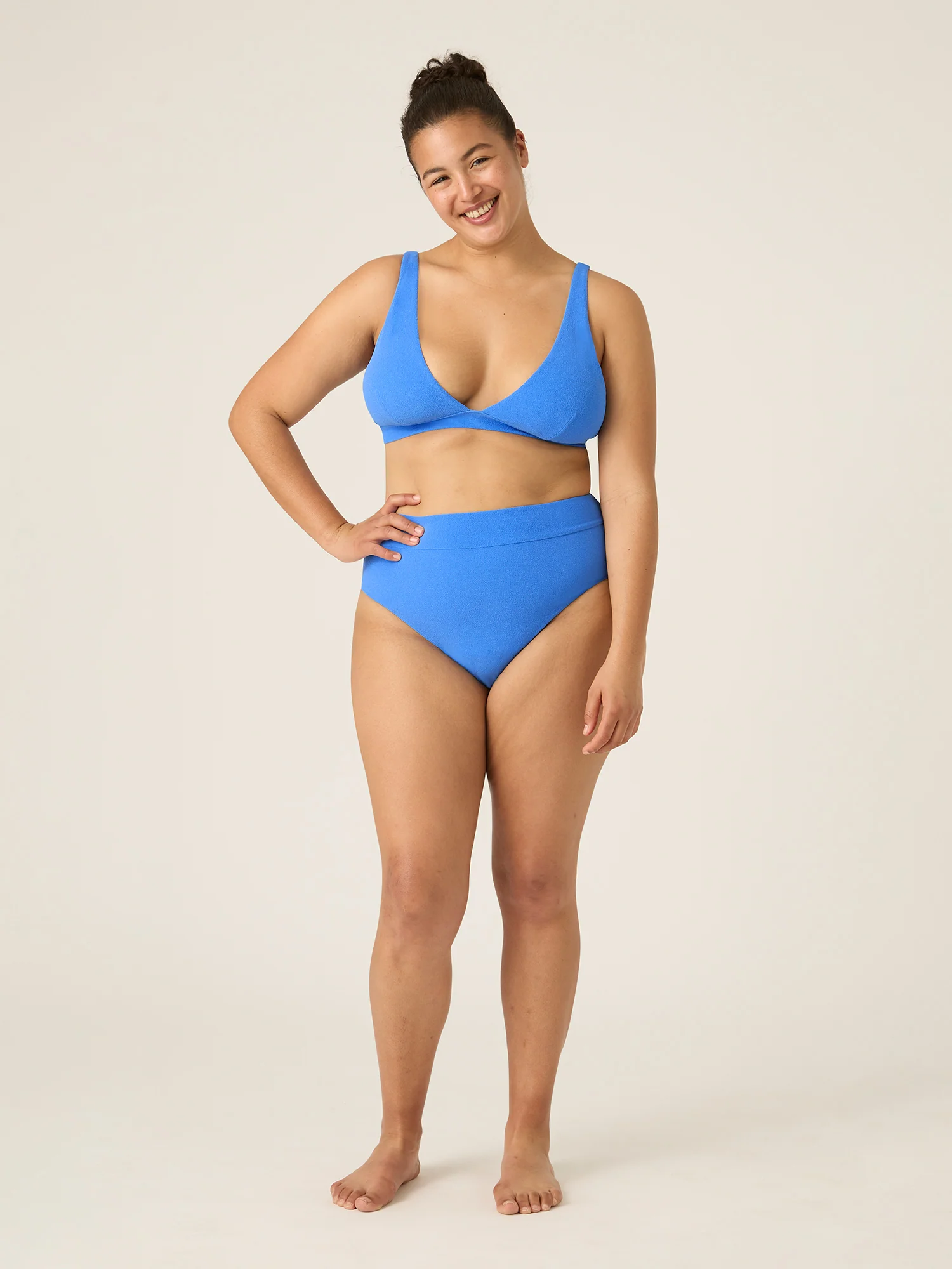Swimwear Soft Stretch Hi Waist Cheeky Brief Light Ultramarine Blue - Image 5