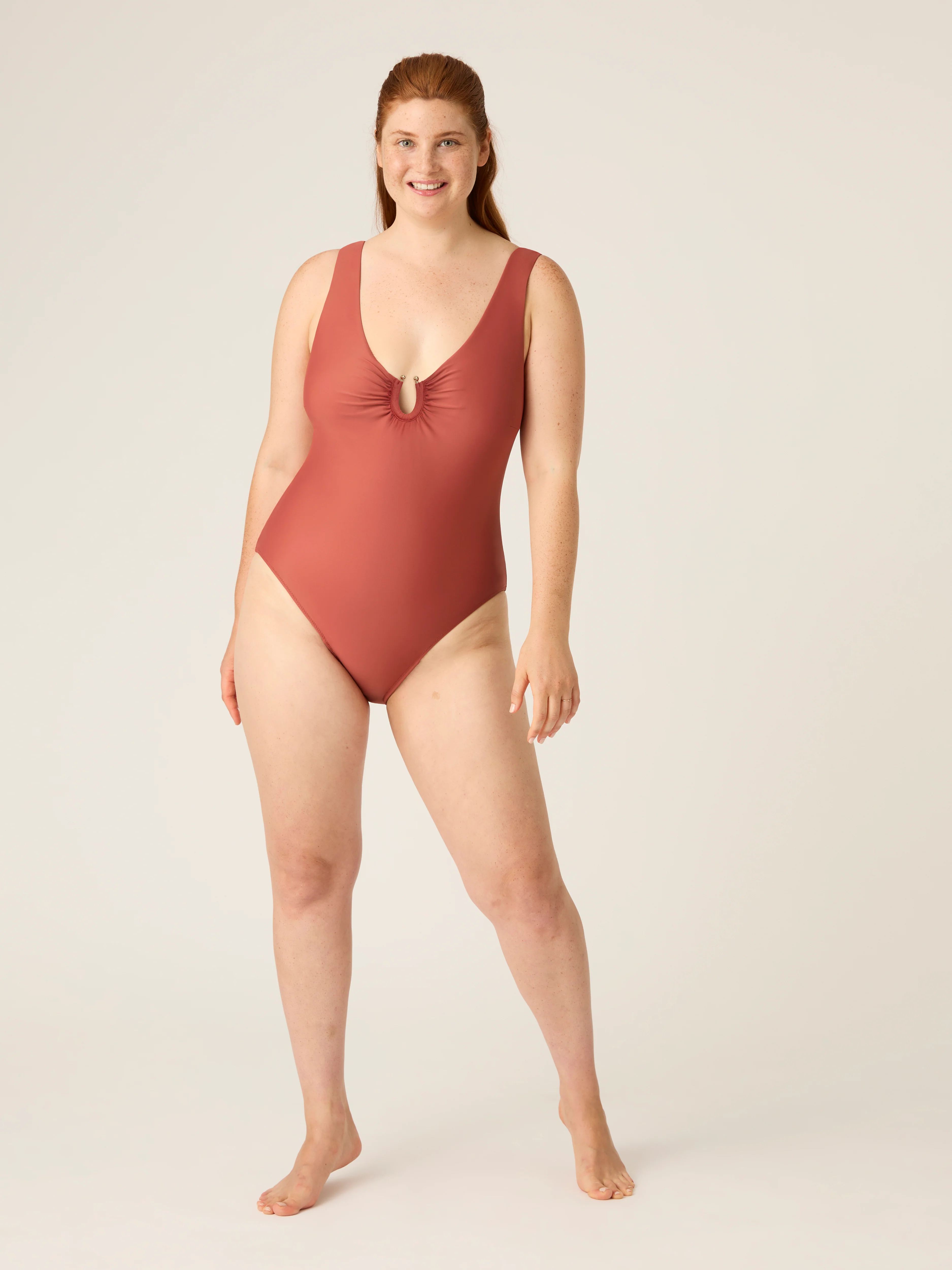 Swimwear V Neck One Piece Super Sahara Red - Image 2