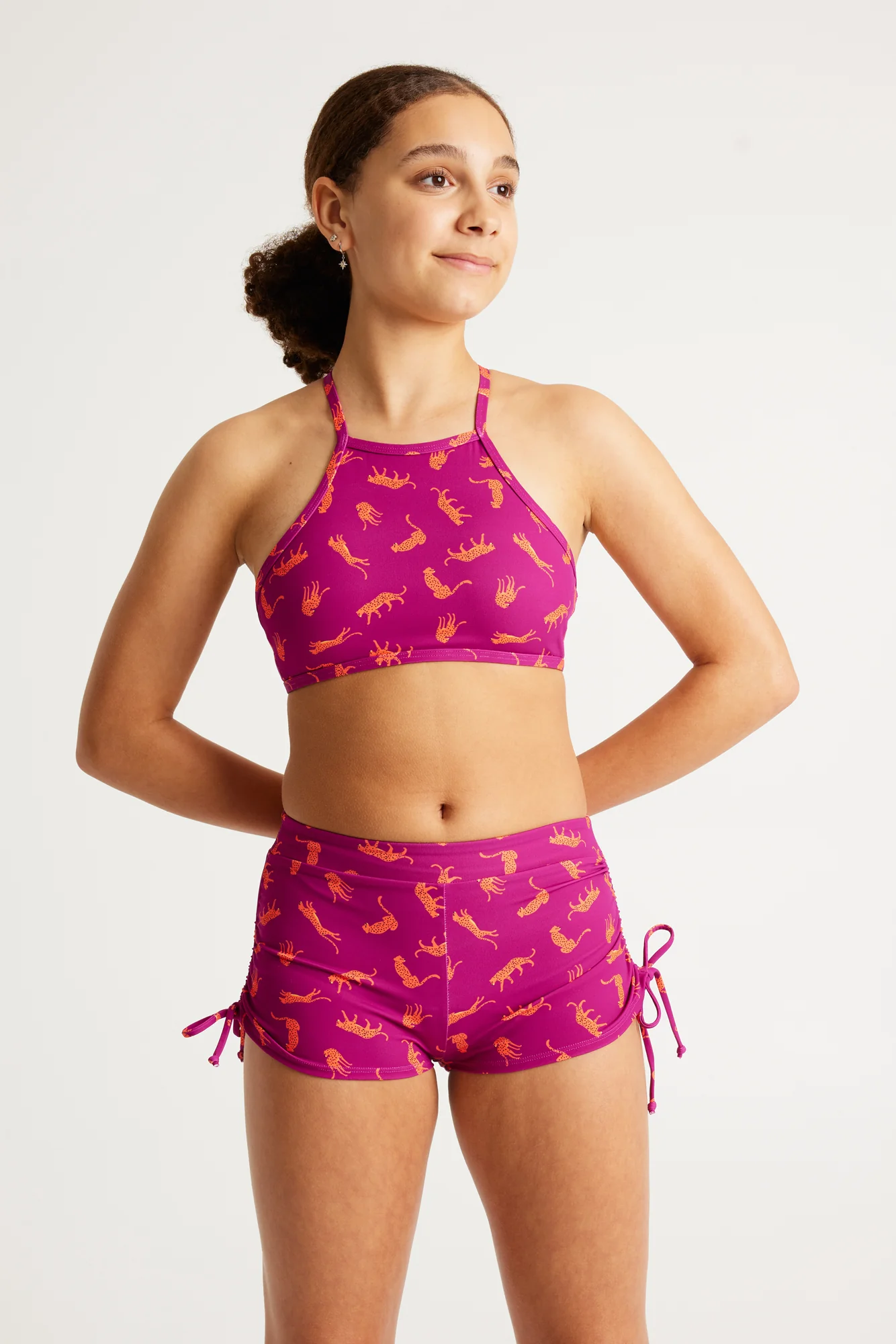 Teen Swimwear Tie Side Short Super Cheetah Chase Purple