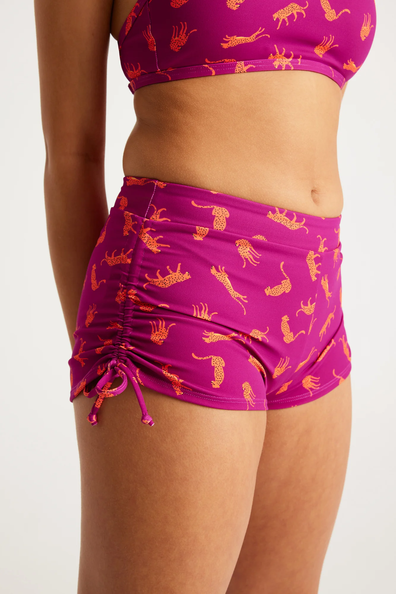 Teen Swimwear Tie Side Short Super Cheetah Chase Purple - Image 2